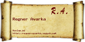 Regner Avarka névjegykártya